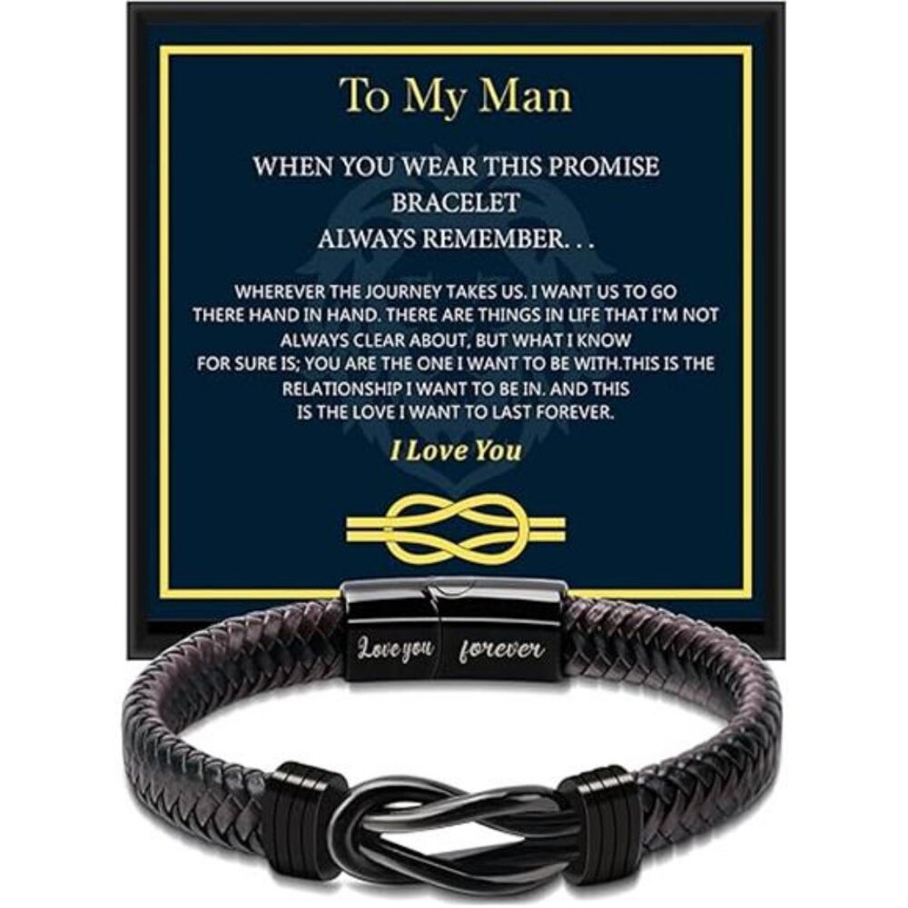 Valentines Day Gifts for Him: Bracelets Gifts for Men Leather Couples - Picture 7 of 7